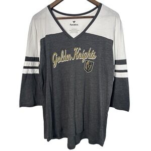 Fanatics Vegas Golden Knights Women XXL Gray White Colorblock 3/4 Sleeve Shirt